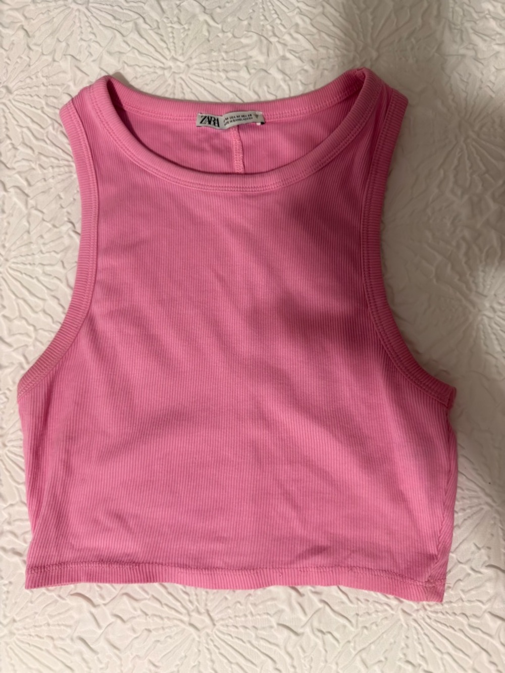 Zara Pink Ribbed Crop Top